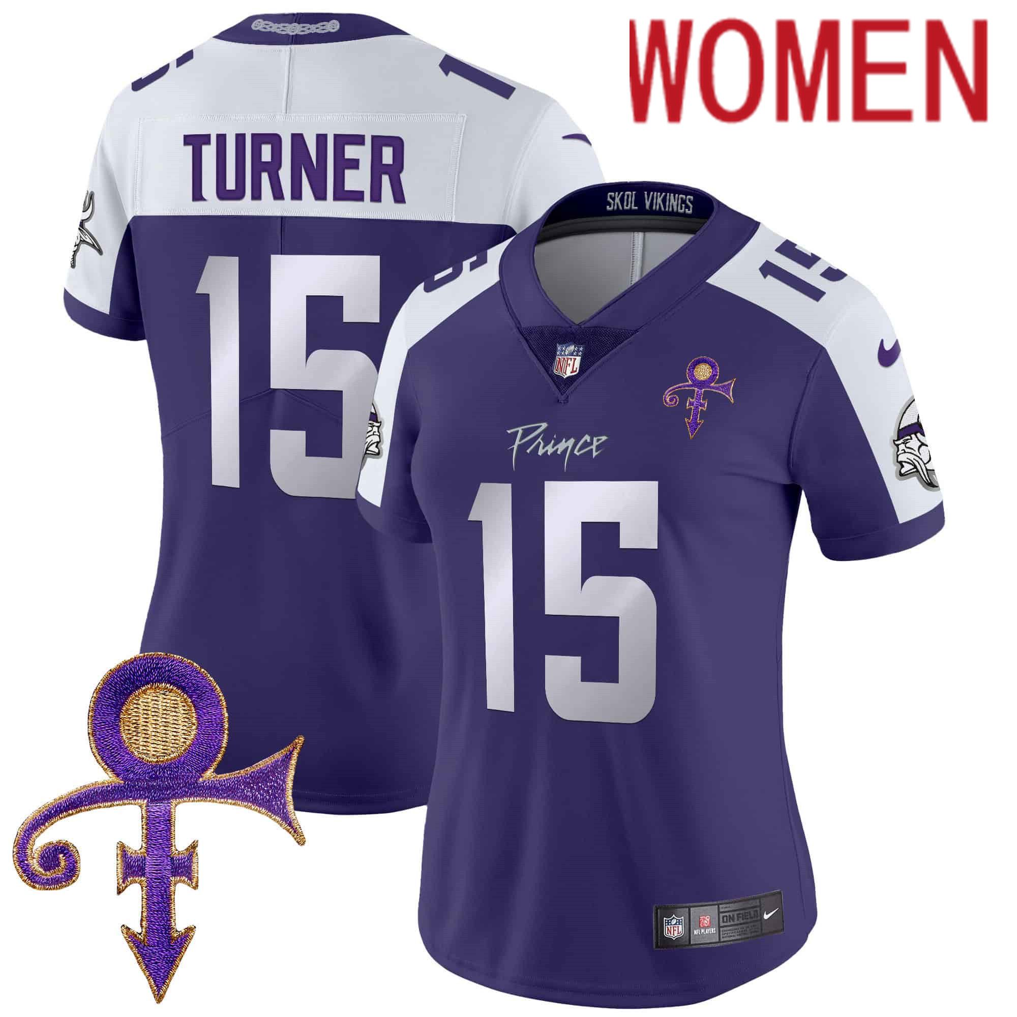 Women Minnesota Vikings #15 Turner Purple 2024 Nike Prince Vapor Limited NFL Jersey